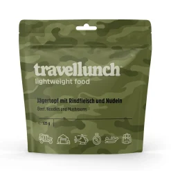Hauptmahlzeit Jägertopf mit Rindfleisch und Nudeln