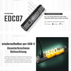 LED Taschenlampe EDC07 - 1500 Lumen, MCT