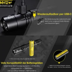LED Taschenlampe MH12 V2 - 1200 Lumen