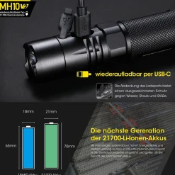 LED Taschenlampe MH10 V2 - 1200 Lumen
