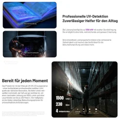 LED-Taschenlampe EDC17 - 1500 Lumen UV und Laser