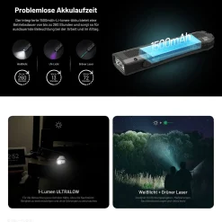 LED-Taschenlampe EDC17 - 1500 Lumen UV und Laser