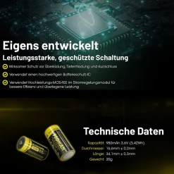 Li-Ion Akku Typ 16340 - 950mAh - NL169
