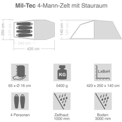 4-Mann-Zelt mit Stauraum