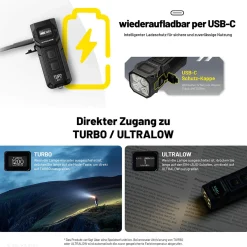 OLED Minitaschenlampe TUP2 - 1200 Lumen
