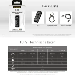 OLED Minitaschenlampe TUP2 - 1200 Lumen