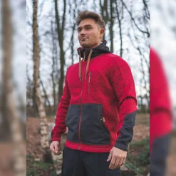 Strickfleece Jacke mit Kapuze