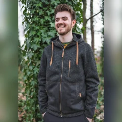 Strickfleece Jacke mit Kapuze