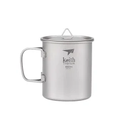 Titan Becher mit Klappgriff und Deckel