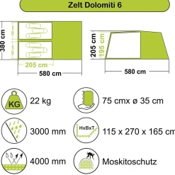 Tunnelzelt Dolomiti 6 (Sale)