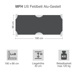 US Feldbett Alu-Gestell
