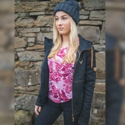 Womens Strickfleece Jacke mit Kapuze